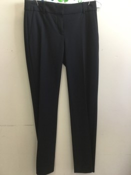 JCREW, Navy Blue, Polyester, Viscose, Solid, Flat Front, Low Waist, Creased Front, Slit Pockets