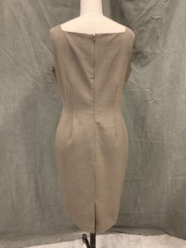 Womens, Suit, Dress, ANNE KLEIN, Brown, Polyester, Viscose, Heathered, W: 34 , B: 38, Dress, Square Neck, Sleeveless, Zip Back