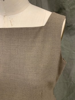 Womens, Suit, Dress, ANNE KLEIN, Brown, Polyester, Viscose, Heathered, W: 34 , B: 38, Dress, Square Neck, Sleeveless, Zip Back