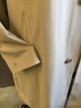 JOSEPH ABBOUD, Khaki Brown, Lt Brown, Charcoal Gray, Poly/Cotton, Wool, Solid, Herringbone, Notched Lapel, Single Breasted, Button Front, 2 Pockets, DETACHABLE upper 1/3 Light Brown Herringbone, and Bottom 2/3  Heather Charcoal/olive Lining, Long Sleeves, 1 Split Back Center Hem, (faded Black Backward "C" Stain on Lower Right Area)
