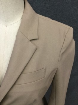 BABATON, Tan Brown, Cotton, Nylon, Solid, Single Breasted, Collar Attached, Notched Lapel, 3 Pockets, 2 Buttons,  3/4 Sleeve