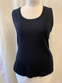 MISOOK, Black, Acrylic, Polyester, Solid, Pullover, Crew Neck, Sleeveless