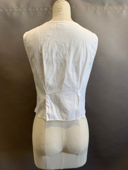 Womens, Blouse, N/L, White, Cotton, Solid, B32, Pointed Flat C.A., Slvls, 4 Dome Shaped Buttons Down Front, 1 Button on Each Side of Collar, *Some Yellow Stains*