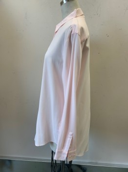 UNIQLO, Lt Pink, Rayon, Polyester, Solid, Button Front, C.A., L/S, Shirt