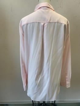 UNIQLO, Lt Pink, Rayon, Polyester, Solid, Button Front, C.A., L/S, Shirt
