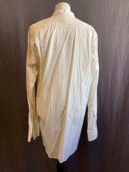 DARCY, White, Cotton, Solid, Band Collar, Button Front, L/S, *Aged/Distressed*