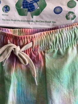 PACSUN, Mint Green, Lavender Purple, Orange, Pink, White, Cotton, Tie-dye, Elastic And Drawstring Waist, 3 Pockets