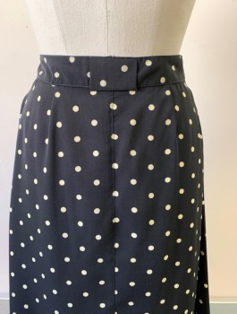 N/L, Black, Cream, Polyester, Polka Dots, A-Line, Buttons Down CF, 2 Pockets, Thick Belt Loops at Waistband