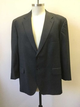 CHAPS RALPH LAUREN, Gray, Wool, Cashmere, Solid, Single Breasted, Collar Attached, Notched Lapel, 3 Pockets, 2 Buttons