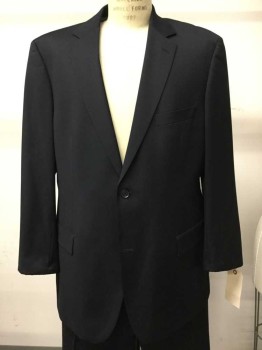 Boss, Navy Blue, Wool, Solid, 2 Buttons,  Single Breasted, Notched Lapel,