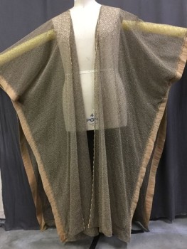 Unisex, Sci-Fi/Fantasy Robe, MTO, Bronze Metallic, Polyester, Lurex, Speckled, O/S, Sheer Fine Mesh/tulle with Gold Embroidery, Metallic Gold Ribbon Trim Adds Body to Edges, Has a Few Small Holes Center Back See Detail Photo,