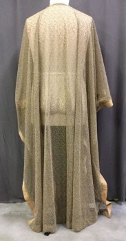 Unisex, Sci-Fi/Fantasy Robe, MTO, Bronze Metallic, Polyester, Lurex, Speckled, O/S, Sheer Fine Mesh/tulle with Gold Embroidery, Metallic Gold Ribbon Trim Adds Body to Edges, Has a Few Small Holes Center Back See Detail Photo,