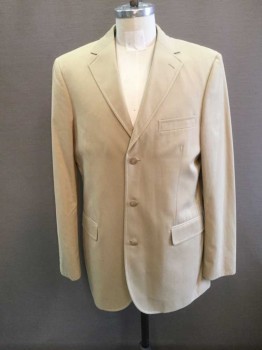 J. CREW, Tan Brown, Cotton, Solid, Single Breasted, Collar Attached, Notched Lapel, 3 Buttons,  3 Pockets