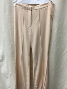HOUSE OF CB LONDON, Lt Peach, Polyester, Solid, Pin Tuck Pleat Center Front, High Waist, Wide Leg