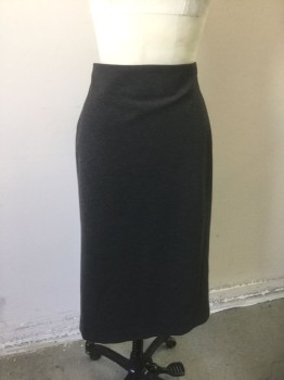 VINCE CAMUTO, Dk Gray, Polyester, Rayon, Heathered, Solid, Stretch Jersey, Pencil Skirt, Elastic Waist