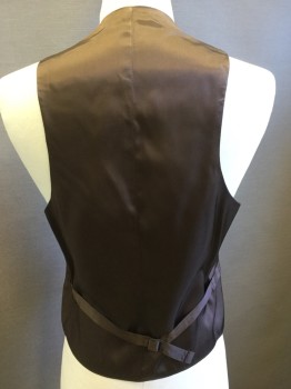 GIORGIO PRINZI, Tan Brown, Polyester, Solid, Vest: 5 Button Front, Slit Pockets, Full Back