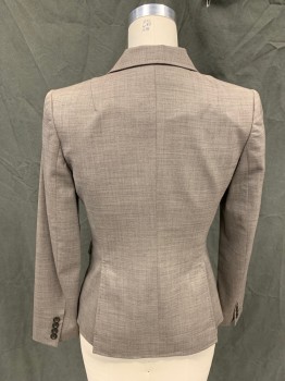 BANANA REPUBLIC, Brown, Wool, Spandex, Heathered, Single Breasted, Collar Attached, Notched Lapel, Hand Picked Collar/Lapel, 3 Pockets