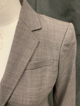 Womens, Suit, Jacket, BANANA REPUBLIC, Brown, Wool, Spandex, Heathered, 4p, Single Breasted, Collar Attached, Notched Lapel, Hand Picked Collar/Lapel, 3 Pockets