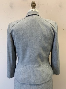 KASPER, Gray, Dk Gray, Polyester, Elastane, Heathered, Notched Lapel, Single Breasted, Button Front, 2 Gray Iridescent Buttons