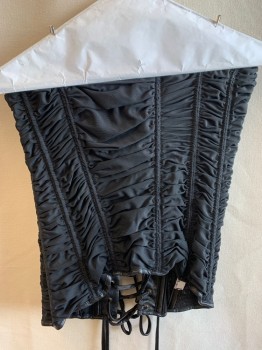 Womens, Corset, LOVE HAUS, Black, Nylon, Synthetic, Solid, M/L, Black, Lace Front, Ruched, Steel Boning