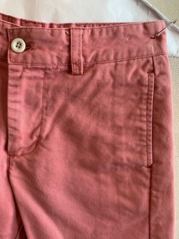 Childrens, Shorts, VINEYARD VINES, Blush Pink, Cotton, Solid, 8, Flat Front, 4 Pockets, Zip Fly, Button Closure, Belt Loops