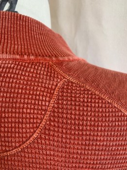 TOMMY BAHAMA, Orange, Cotton, Textured Fabric, 1/4 Zip, Raglan L/S