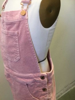 Childrens, Dress, ART CLASS, Pink, Cotton, Spandex, Solid, 10-12, Jumper, Pink Corduroy, 3 Pockets, 2 Copper Button on the Side