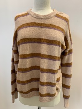 MADEWELL, Dusty Pink, Brown, Nylon, Wool, Stripes - Horizontal , CN, L/S,