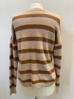 MADEWELL, Dusty Pink, Brown, Nylon, Wool, Stripes - Horizontal , CN, L/S,