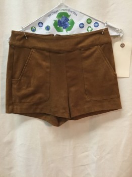 Womens, Shorts, FOREVER 21, Brown, Synthetic, Solid, XS, Brown Faux Suede