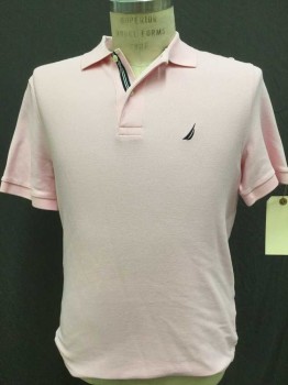 NAUTICA, Pink, Cotton, Solid, Short Sleeves, Pique