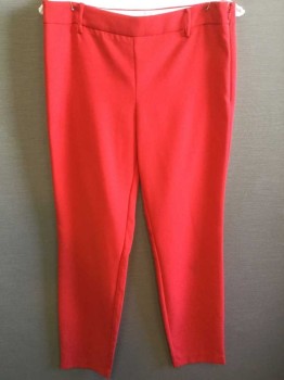 DYLAN GRAY, Red, Polyester, Rayon, Solid, Mid Rise, Cropped Slim Leg, Invisible Zipper at Side, 1.5" Self Waistband, Belt Loops