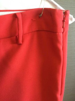 DYLAN GRAY, Red, Polyester, Rayon, Solid, Mid Rise, Cropped Slim Leg, Invisible Zipper at Side, 1.5" Self Waistband, Belt Loops