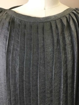 Mens, Historical Fiction Tunic, N/L, Green, Silver, Gray, Synthetic, Solid, Shimmer Silver Grayish-green, Fan Pleats, with 3/4" Band  Wide Neck & Shoulder, Sleeveless, See Photo Attached,