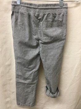 Childrens, Pants, H&M, Gray, Black, Cotton, Heathered, Stripes - Vertical , 7/8, Drawstring and Elastic Waist, 2 Camp Pocket, 1 Patch Pocket, Tabs for Cuffing