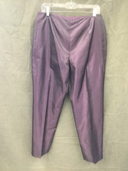 ANN TAYLOR, Aubergine Purple, Silk, Solid, Evening Pant, Flat Front, Side Zip, Darts Front and Back **Dusty Stain at Crotch**