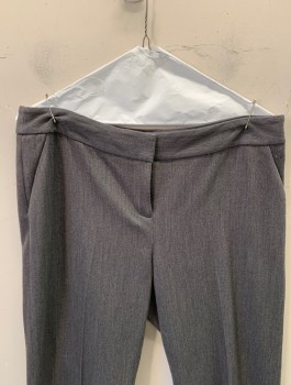 Womens, Slacks, LAUNDRY SHELLI SEGAL, Gray, Polyester, Solid, Sz.8R, Mid Rise, Self 1.5" Wide Waistband, Cropped Straight Leg, Zip Fly, 4 Pockets