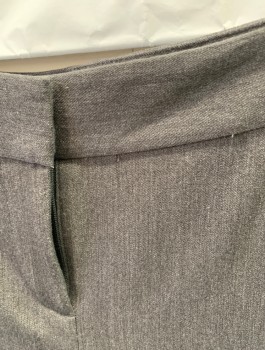 Womens, Slacks, LAUNDRY SHELLI SEGAL, Gray, Polyester, Solid, Sz.8R, Mid Rise, Self 1.5" Wide Waistband, Cropped Straight Leg, Zip Fly, 4 Pockets