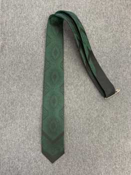 Mens, Tie, WEMBLEY, Emerald Green, Black, Polyester, Geometric, Abstract , Four in Hand