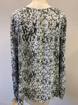 BAR III, White, Gray, Lt Gray, Polyester, Novelty Pattern, Pullover, Faux Surplus, Long Sleeves,