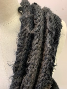 Unisex, Sci-Fi/Fantasy Accessory, MTO, Faded Black, Acrylic, 42-44, Made To Order, Chunky Rib Knit, One Shoulder, Aged/Distressed, See Detail Photo, Barbarian, Nomad, Post-Apocalyptic Fashion,