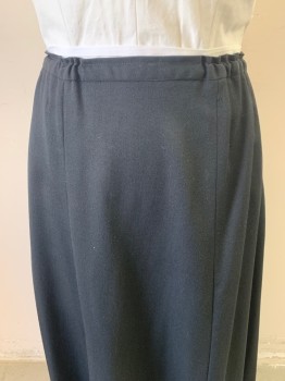 Womens, Skirt 1890s-1910s, NL, Black, Wool, H: 48, W30-34, Drawstring, Adjustable, Floor Length Hem