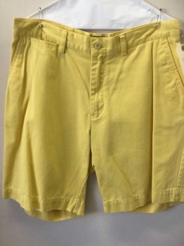 RALPH LAUREN, Yellow, Cotton, Solid, 5 + Pockets, Flat Front,