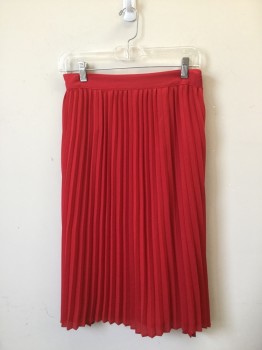 A NEW DAY, Red, Polyester, Solid, Prem Pleated Skirt to Waistband, Elasticated Back Waist