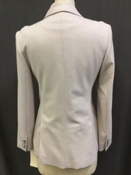 MAX MARA, Cream, Pewter Gray, Wool, Solid, Double Breasted, Peaked Lapel, Shiny Buttons, 3 Welt Pockets, 1 Pocket, Double Vent Back, Shoulder Pads Need a Little Finessing