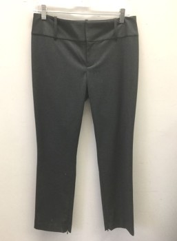 ALICE + OLIVIA, Gray, Polyester, Viscose, Solid, Mid Rise, Slim, Cropped Leg, 2.5" Wide Self Waistband with Long Belt Loops, Zip Fly, Zippers at Hem, 2 Welt Pockets in Back, **Has a Double