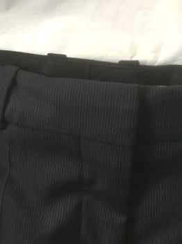 HUGO BOSS, Charcoal Gray, Gray, Wool, Polyamide, Stripes - Pin, Charcoal with Faint Gray Pinstripes, Mid Rise, Boot Cut, Zip Fly, 2 Side Pockets, Belt Loops