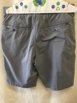 Hurley, Gray, Solid, Diagonal Side Pockets, Zipper Front, Back Pockets