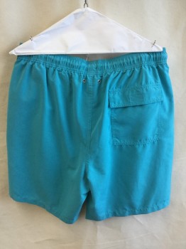 TOM & TEDDY, Turquoise Blue, Viscose, Nylon, Solid, 2" Elastic Band with Zig-zag White/gray Cording, D-string, 3 Pockets
