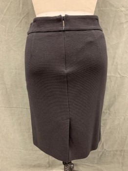 ARMANI, Black, Cotton, Wool, Solid, Vertical Ribbed Knit, 2" Waistband, Zip Back